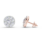 0.95 Carat Round Cluster Stud Earrings 14K - Rose Gold