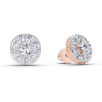 0.95 Carat Round Cluster Stud Earrings 14K - Rose Gold