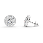 0.95 Carat Round Cluster Stud Earrings 14K - White Gold