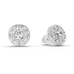 0.95 Carat Round Cluster Stud Earrings 14K - White Gold