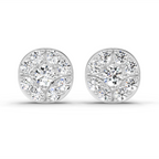0.95 Carat Round Cluster Stud Earrings 14K - White Gold