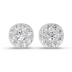 0.95 Carat Round Cluster Stud Earrings 14K