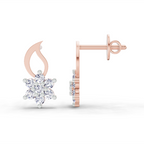 0.49 Carat Floral Stud Earrings 14K - Rose Gold