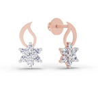 0.49 Carat Floral Stud Earrings 14K - Rose Gold