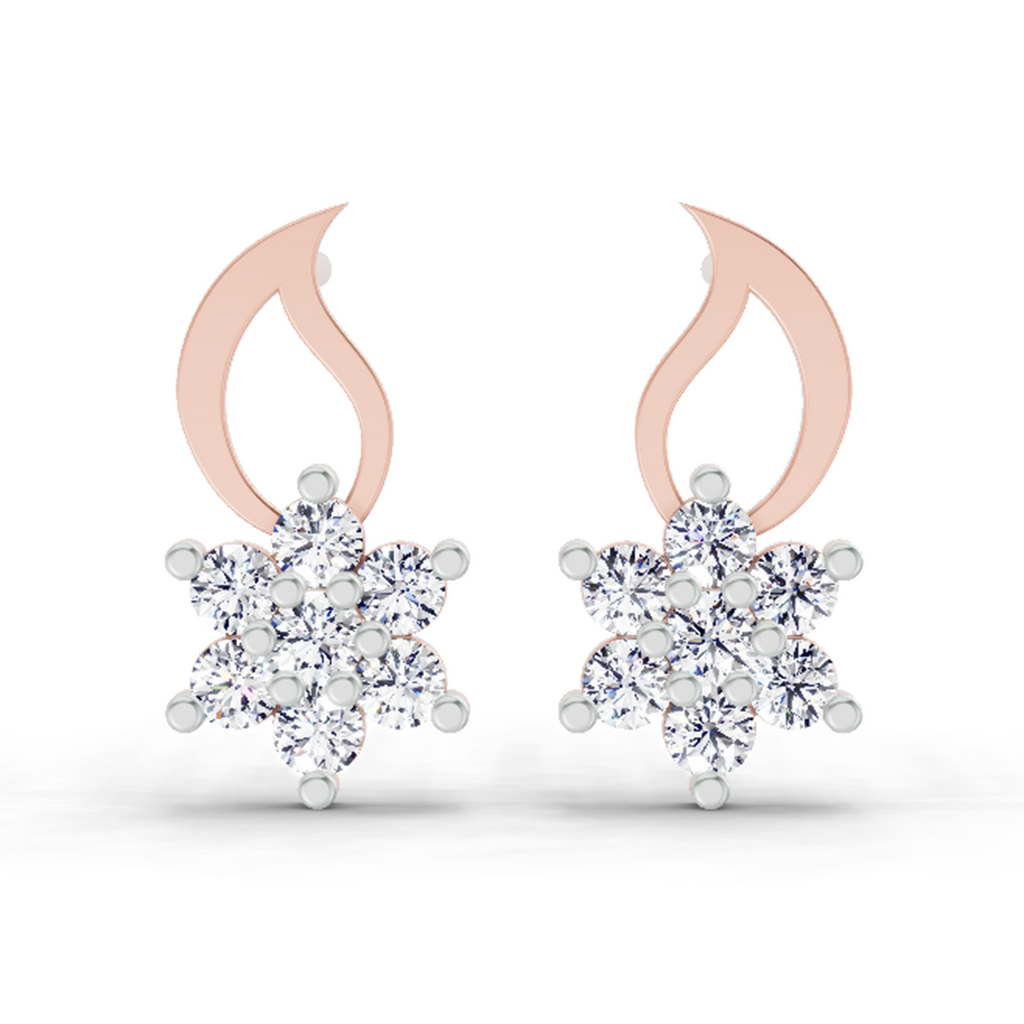 0.49 Carat Floral Stud Earrings 14K - Rose Gold