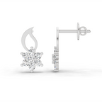 0.49 Carat Floral Stud Earrings 14K - White Gold