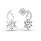 0.49 Carat Floral Stud Earrings 14K - White Gold