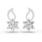 0.49 Carat Floral Stud Earrings 14K - White Gold