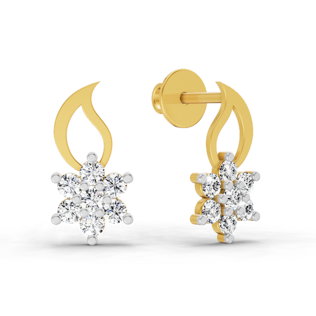 0.49 Carat Floral Stud Earrings 14K