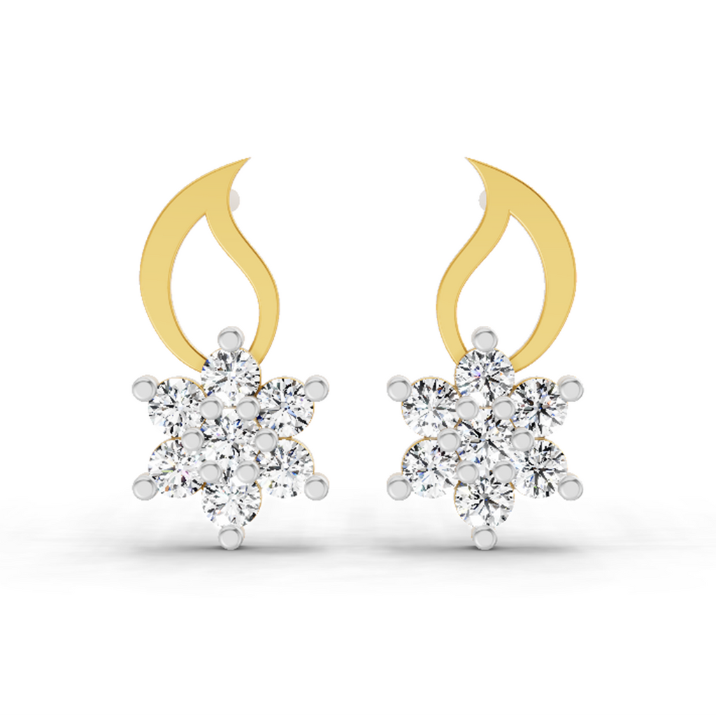 0.49 Carat Floral Stud Earrings 14K