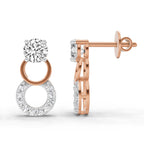 0.71 Carat Round Dangle Earrings 14K - Rose Gold