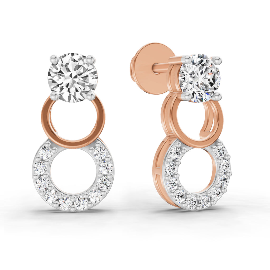 0.71 Carat Round Dangle Earrings 14K - Rose Gold