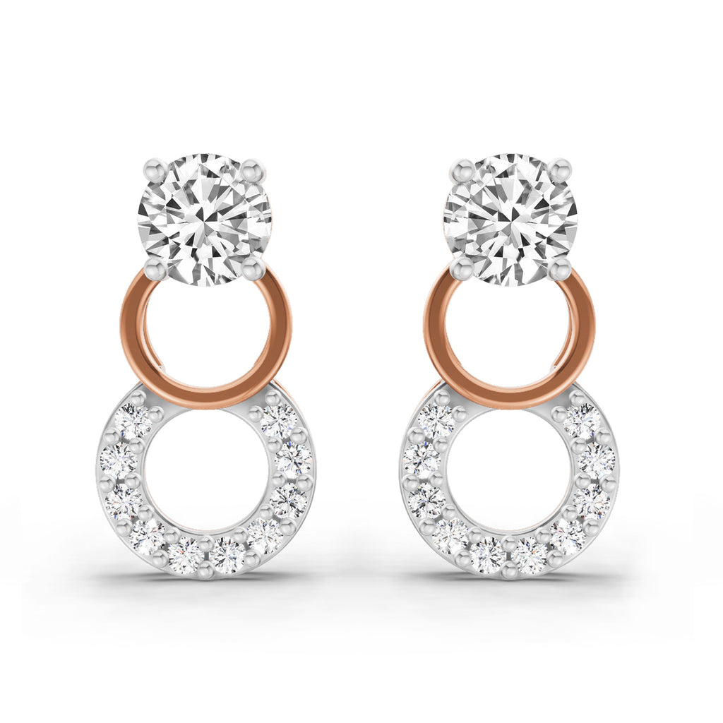 0.71 Carat Round Dangle Earrings 14K - Rose Gold