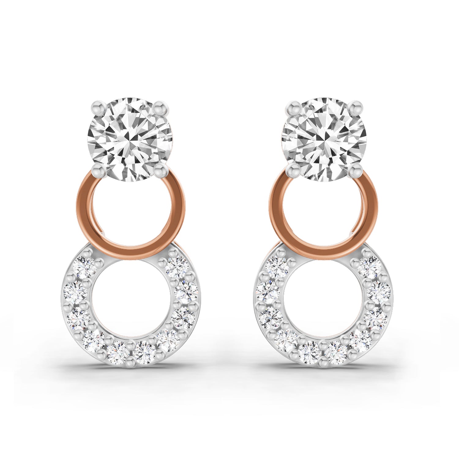 0.71 Carat Round Dangle Earrings 14K - Rose Gold