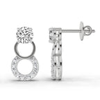 0.71 Carat Round Dangle Earrings 14K - White Gold
