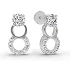 0.71 Carat Round Dangle Earrings 14K - White Gold
