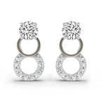 0.71 Carat Round Dangle Earrings 14K - White Gold