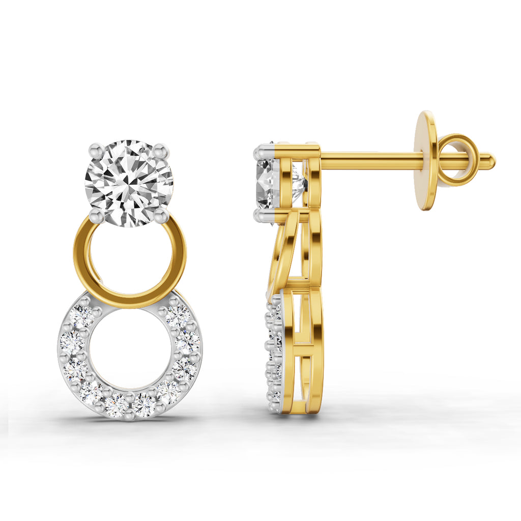 0.71 Carat Round Dangle Earrings 14K