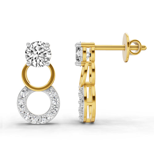 0.71 Carat Round Dangle Earrings 14K