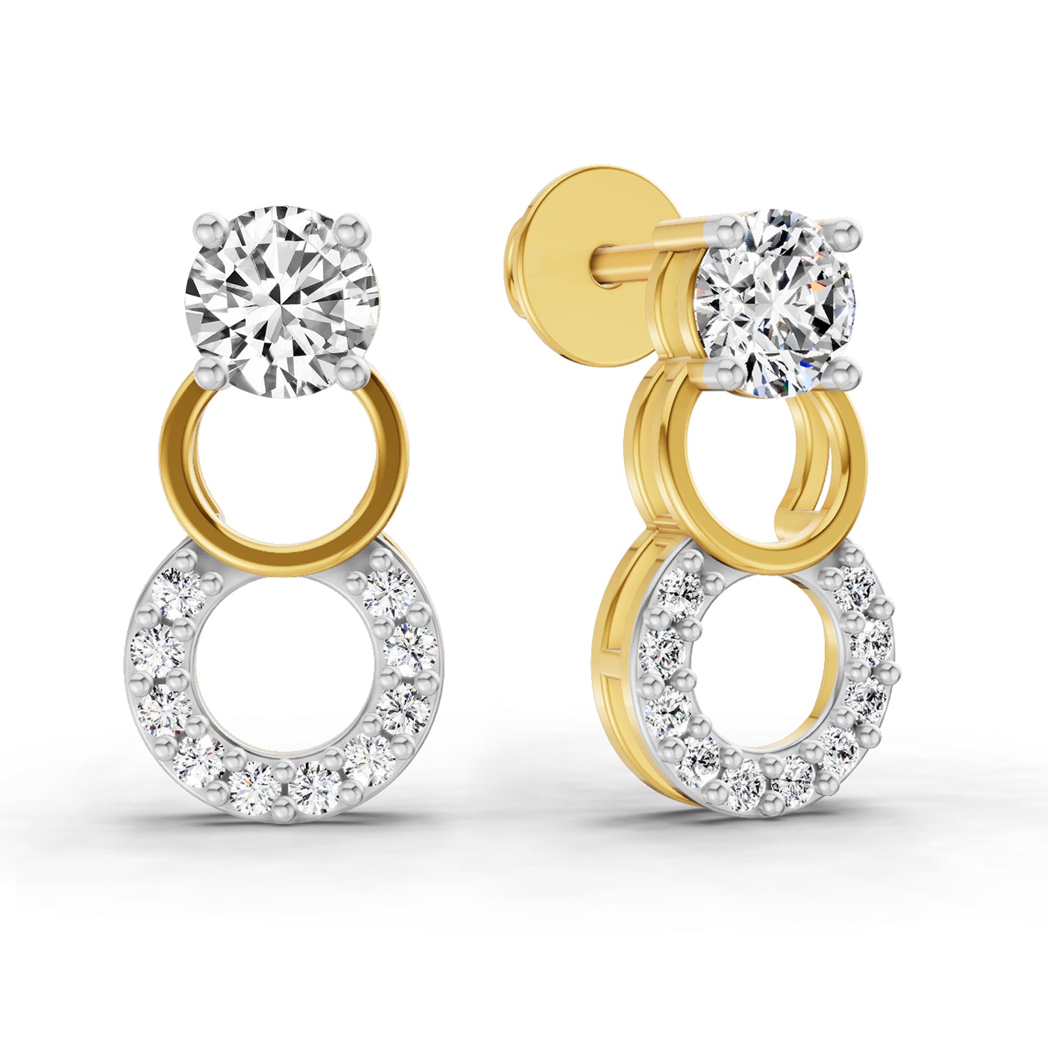 0.71 Carat Round Dangle Earrings 14K