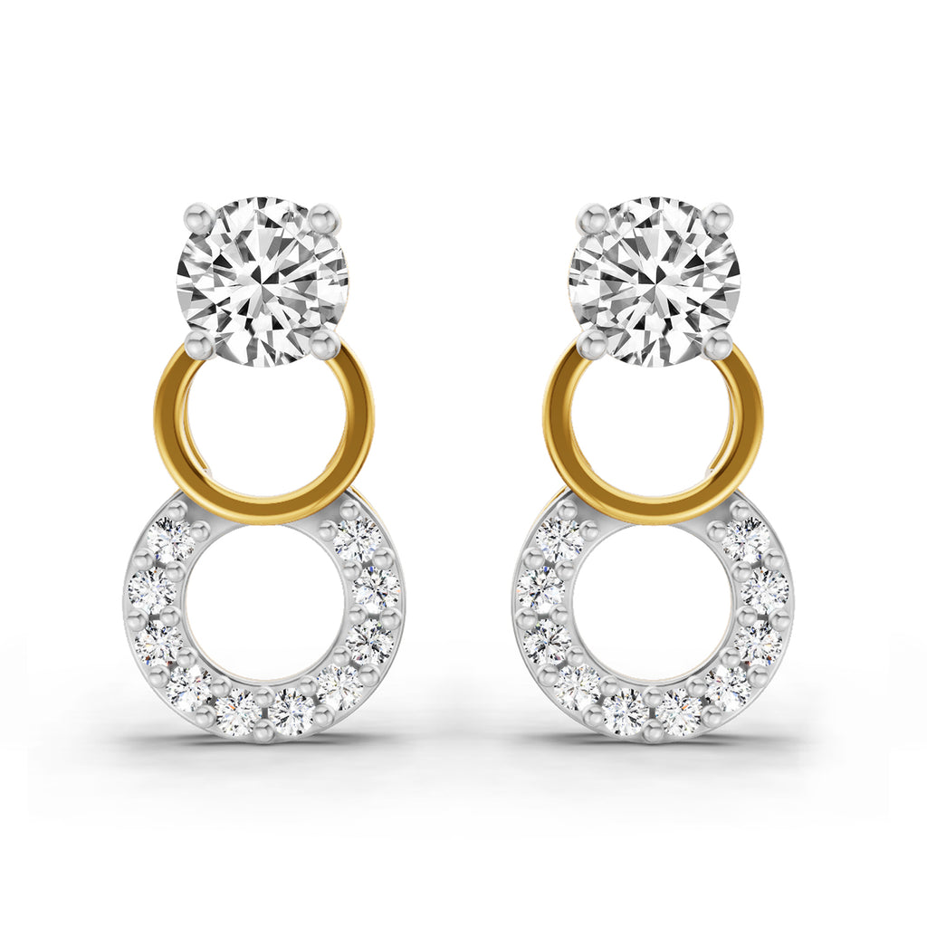 0.71 Carat Round Dangle Earrings 14K