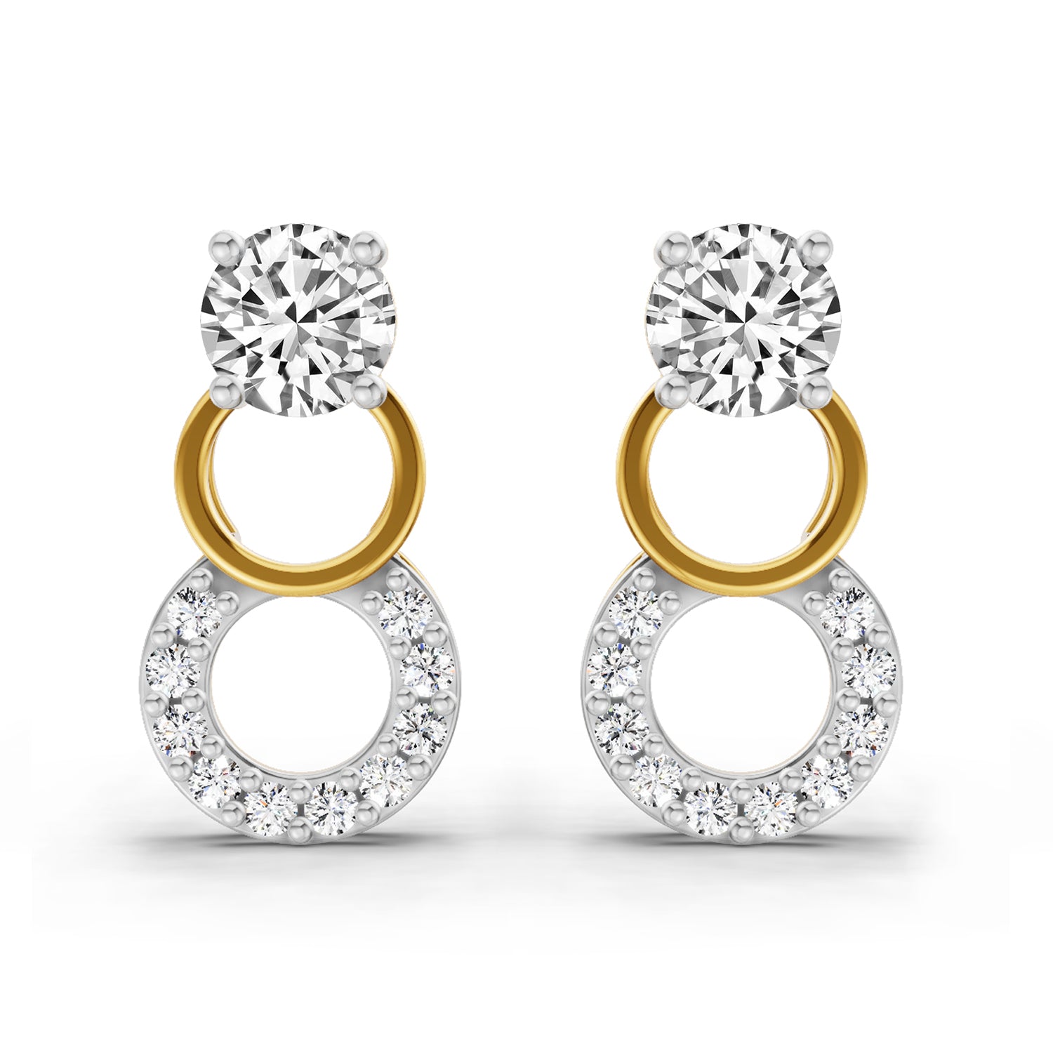 0.71 Carat Round Dangle Earrings 14K