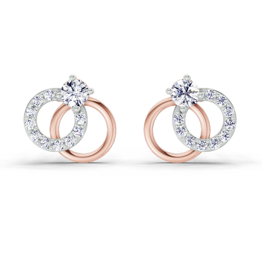 0.35 Carat Interlocking Circle Stud Earrings 14K - Rose Gold