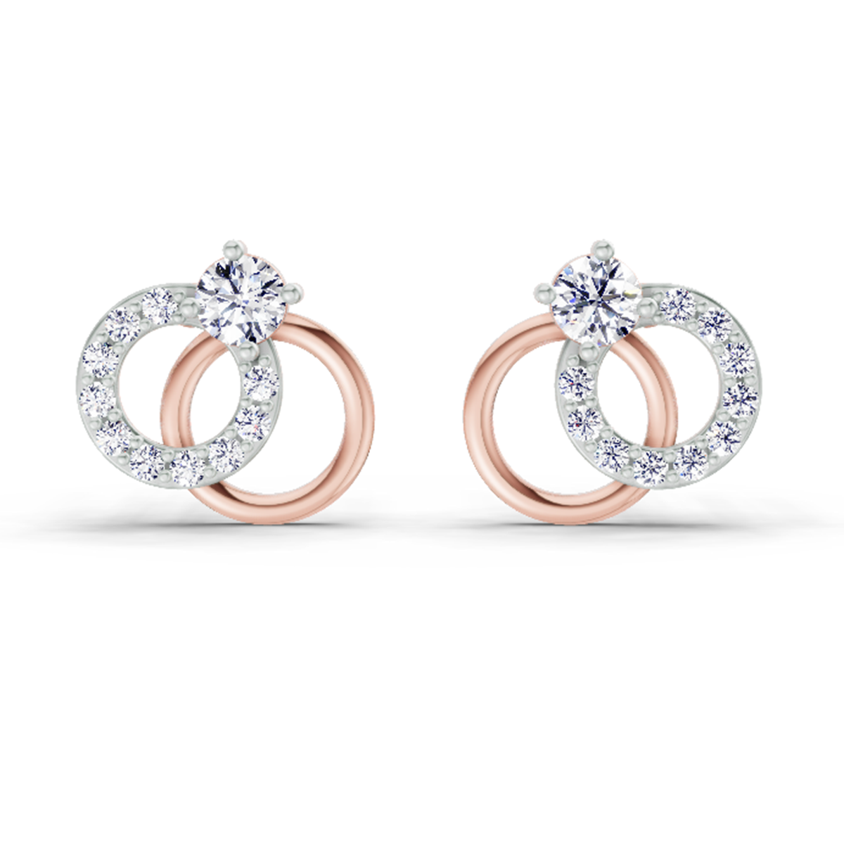 0.35 Carat Interlocking Circle Stud Earrings 14K - Rose Gold