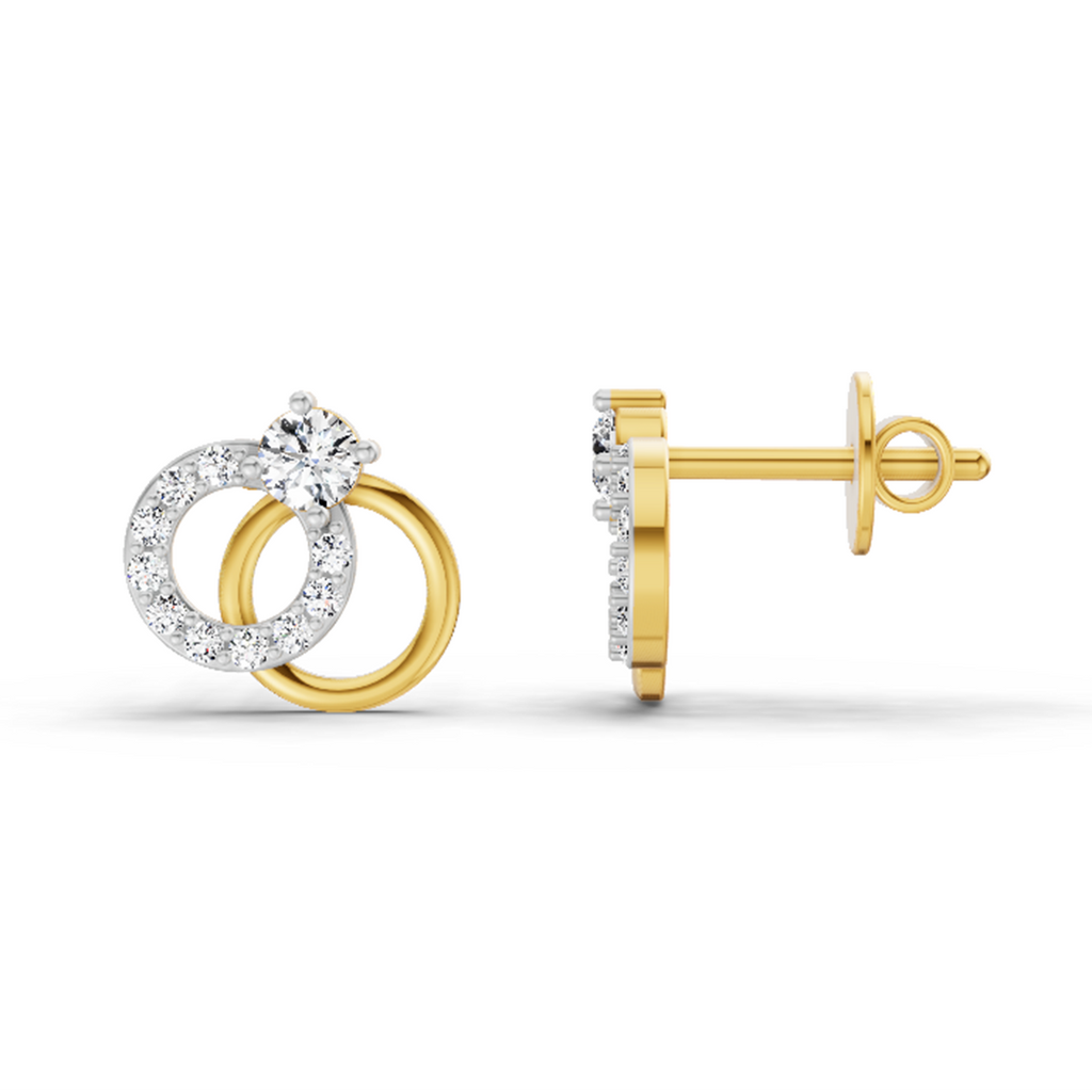 0.35 Carat Interlocking Circle Stud Earrings 14K