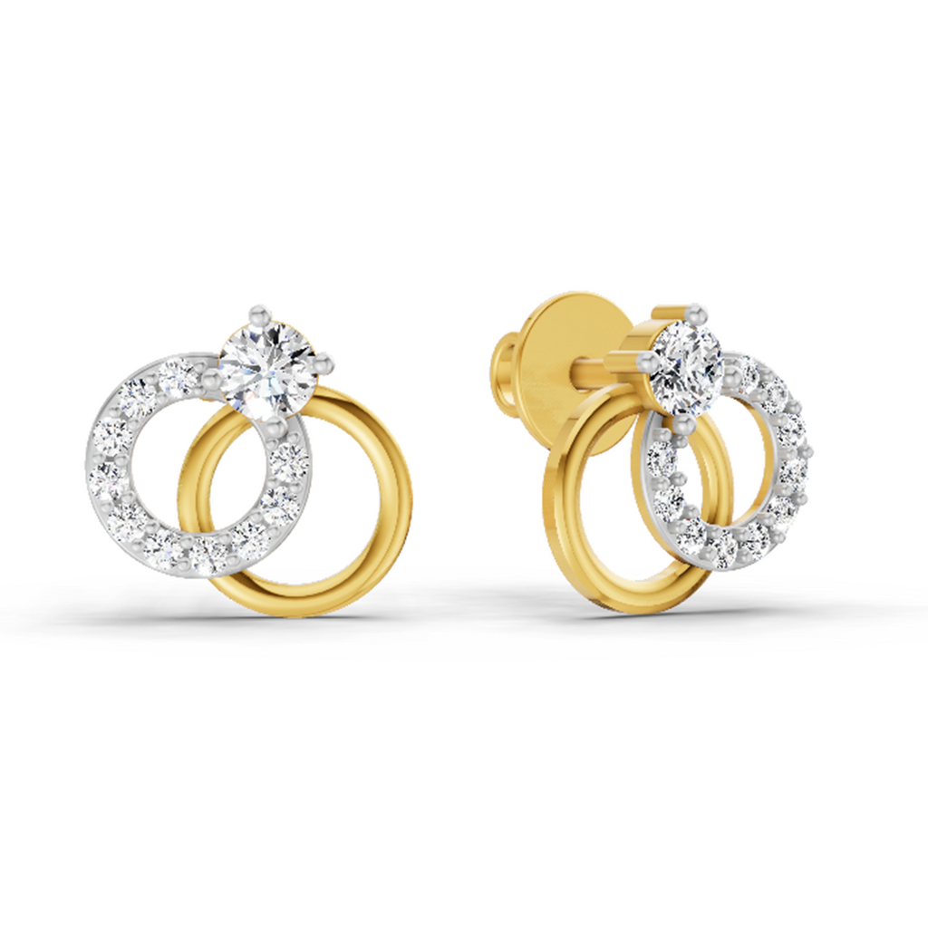 0.35 Carat Interlocking Circle Stud Earrings 14K