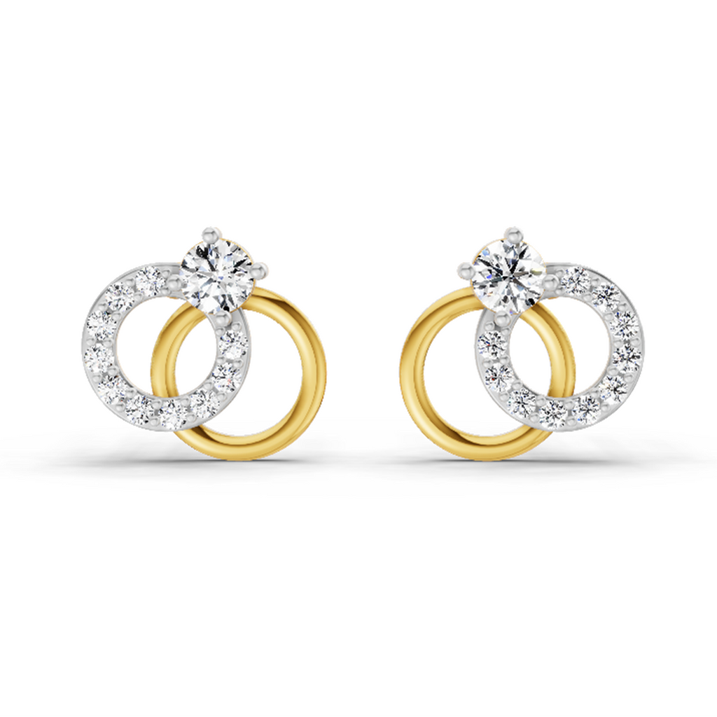 0.35 Carat Interlocking Circle Stud Earrings 14K