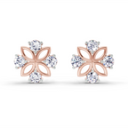 0.84 Carat Floral Stud Earrings 14K - Rose Gold