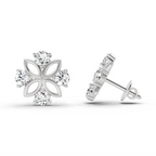 0.84 Carat Floral Stud Earrings 14K - White Gold