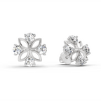 0.84 Carat Floral Stud Earrings 14K - White Gold