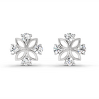 0.84 Carat Floral Stud Earrings 14K - White Gold