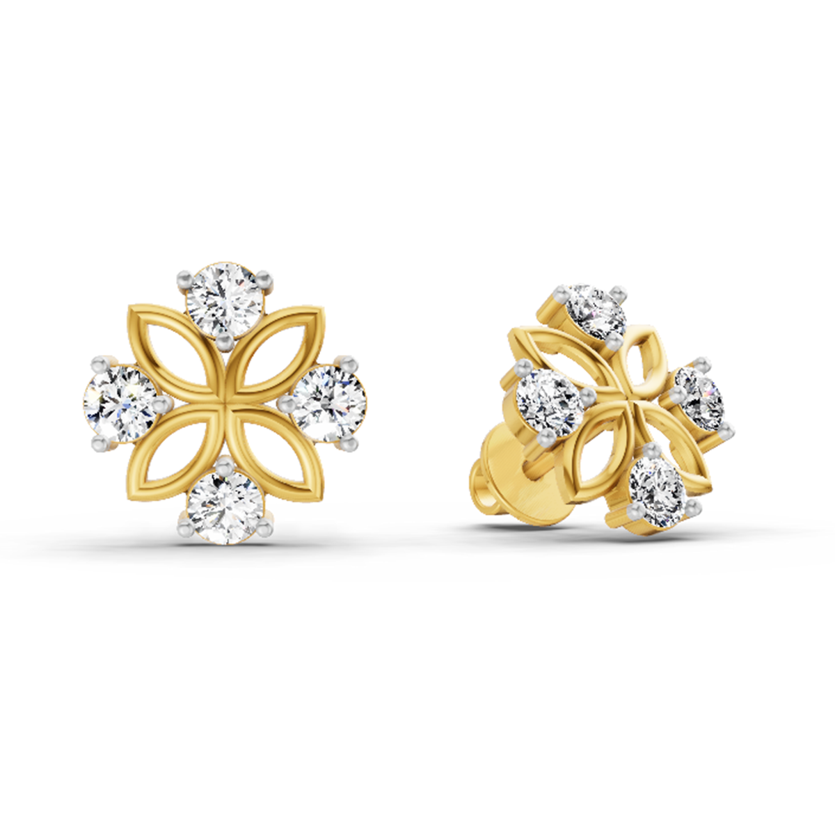 0.84 Carat Floral Stud Earrings 14K