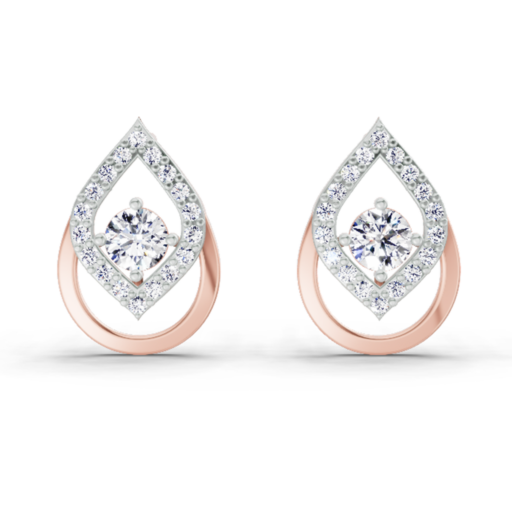 0.70 Carat Pear Halo Stud Earrings 14K - Rose Gold