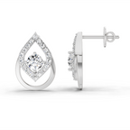 0.70 Carat Pear Halo Stud Earrings 14K - White Gold