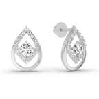 0.70 Carat Pear Halo Stud Earrings 14K - White Gold