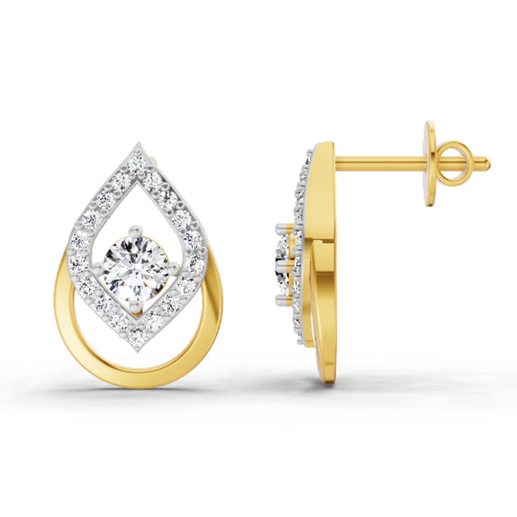 0.70 Carat Pear Halo Stud Earrings 14K
