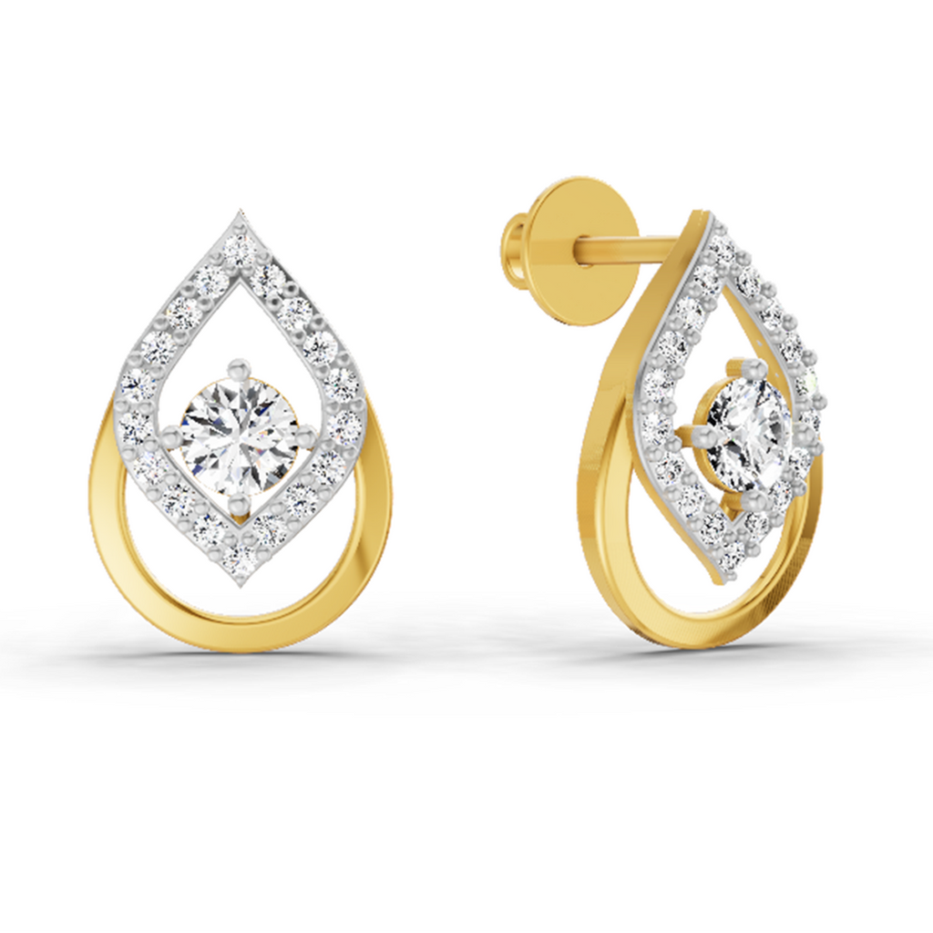 0.70 Carat Pear Halo Stud Earrings 14K