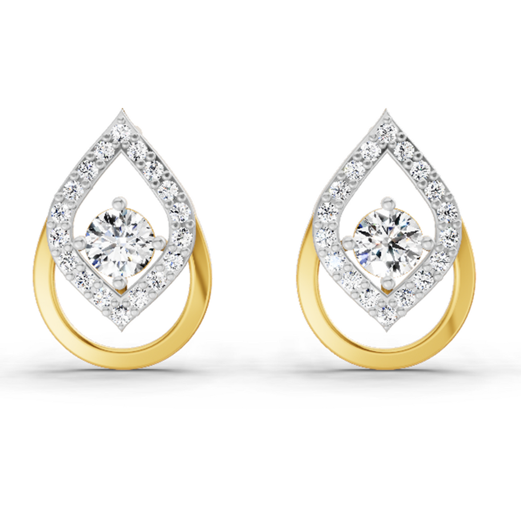 0.70 Carat Pear Halo Stud Earrings 14K