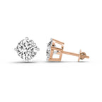 2.28 Carat 4 Prong Solitaire Diamond Stud Earrings 14K - Rose Gold