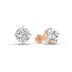 2.28 Carat 4 Prong Solitaire Diamond Stud Earrings 14K - Rose Gold