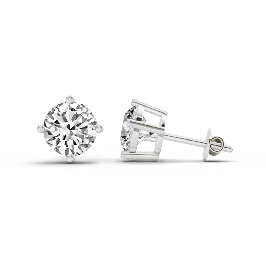 2.28 Carat 4 Prong Solitaire Diamond Stud Earrings 14K - White Gold