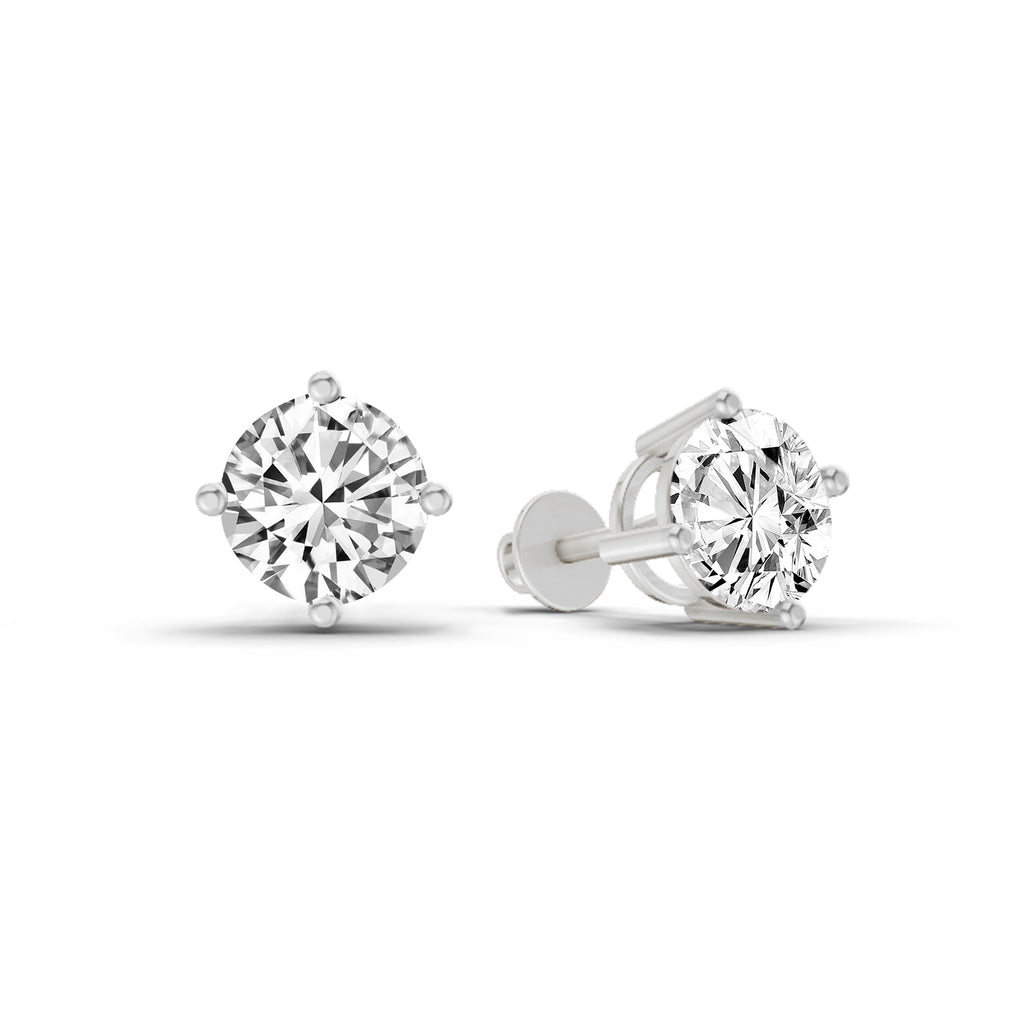 2.28 Carat 4 Prong Solitaire Diamond Stud Earrings 14K - White Gold