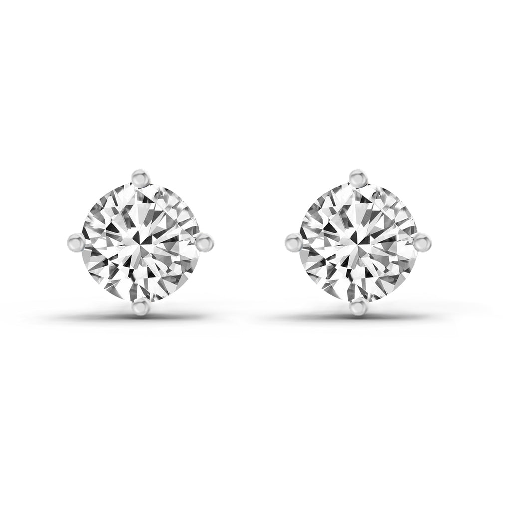 2.28 Carat 4 Prong Solitaire Diamond Stud Earrings 14K - White Gold