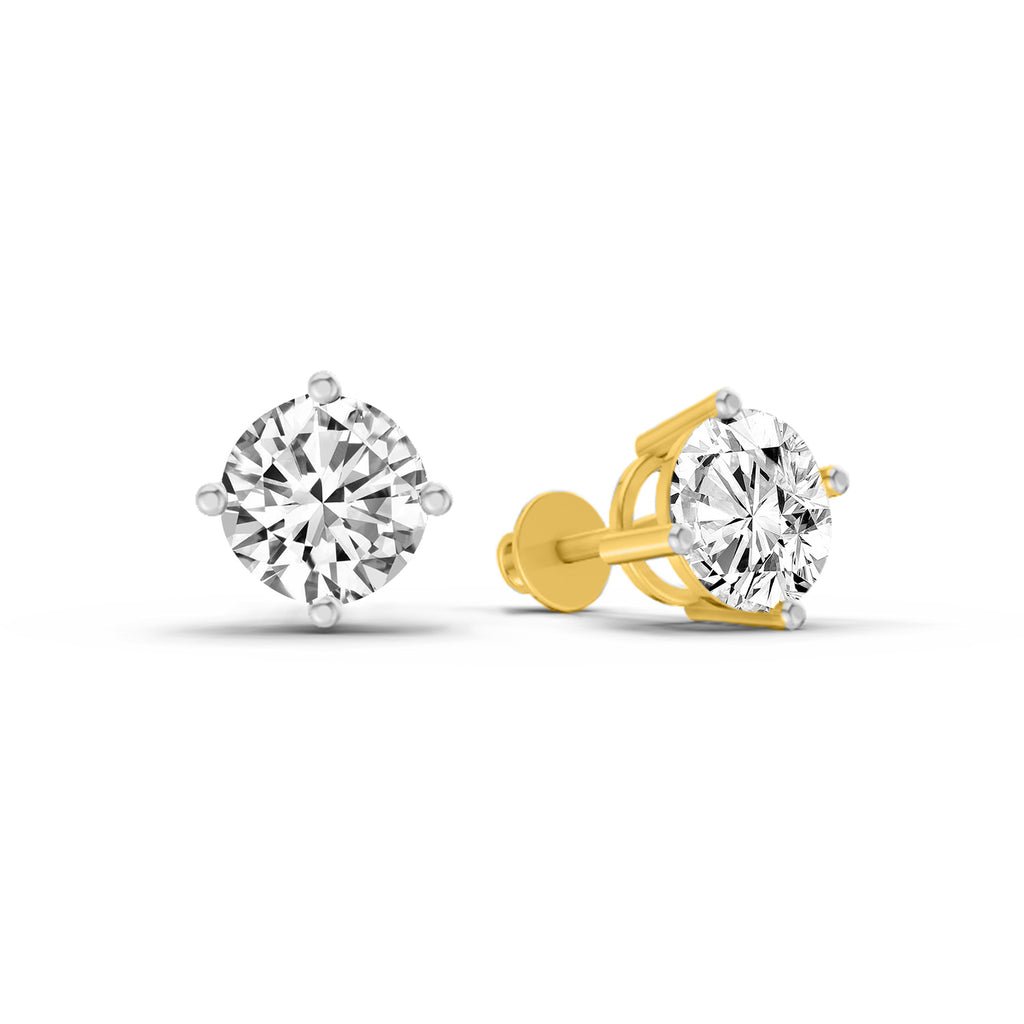 2.28 Carat 4 Prong Solitaire Diamond Stud Earrings 14K