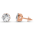 2.28 Carat 6 Prong Solitaire Diamond Stud Earrings 14K - Rose Gold