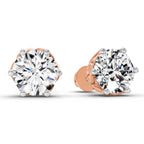 2.28 Carat 6 Prong Solitaire Diamond Stud Earrings 14K - Rose Gold